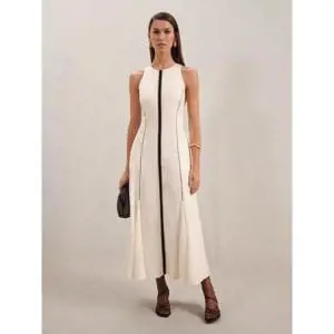 REISS INAYA Craft Stitch Sleeveless Midi Dress